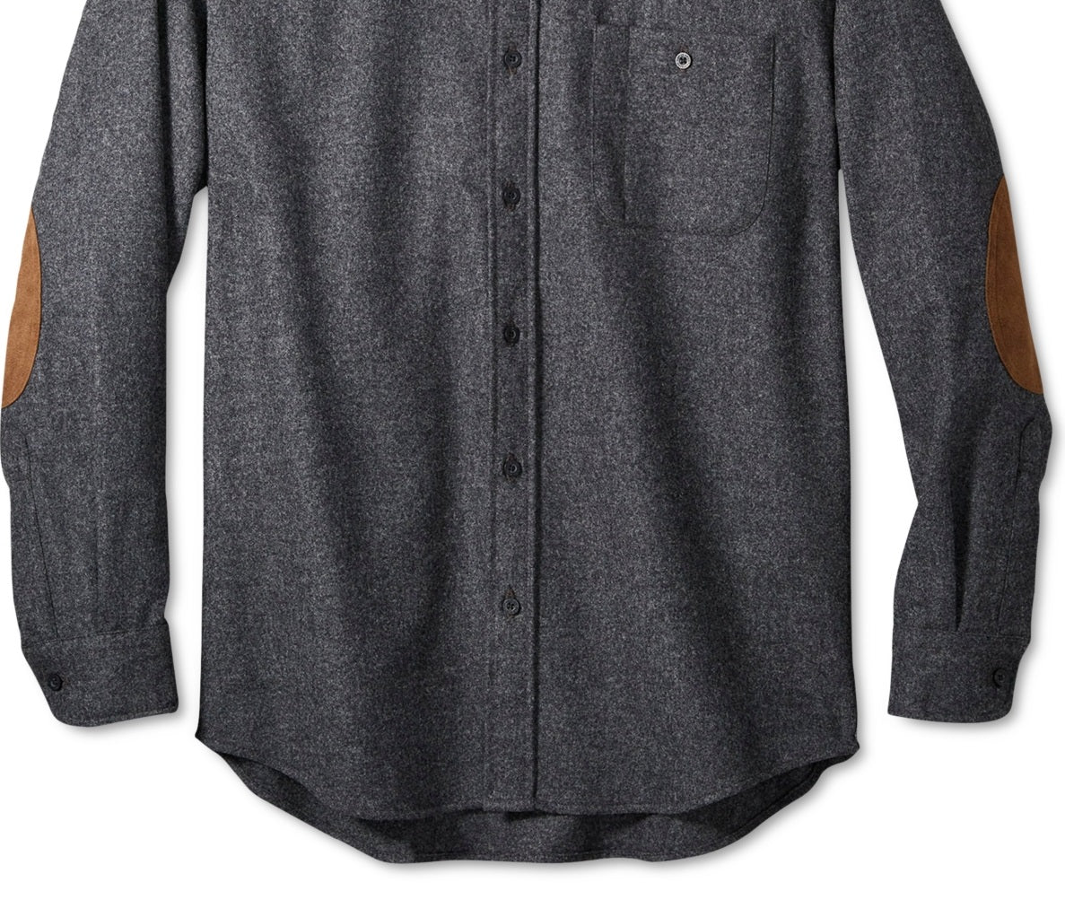 Camisa Pendleton Trail Masculina com Cotoveleiras em Camurça Sintética, Preta, Tamanho Grande