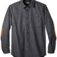 Camisa Pendleton Trail Masculina com Cotoveleiras em Camurça Sintética, Preta, Tamanho Grande