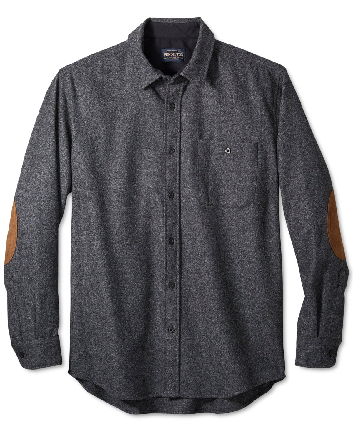 Camisa Pendleton Trail Masculina com Cotoveleiras em Camurça Sintética, Preta, Tamanho Grande