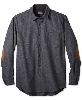 Camisa Pendleton Trail Masculina com Cotoveleiras em Camurça Sintética, Preta, Tamanho Grande