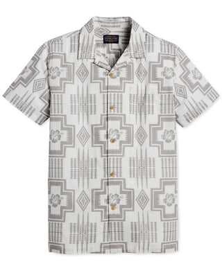 Camisa Aloha de manga curta masculina Pendleton, cinza, tamanho médio