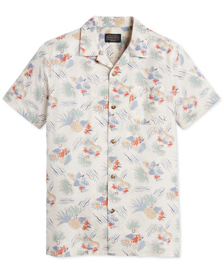 Camisa Aloha de manga curta masculina Pendleton, branca, tamanho P