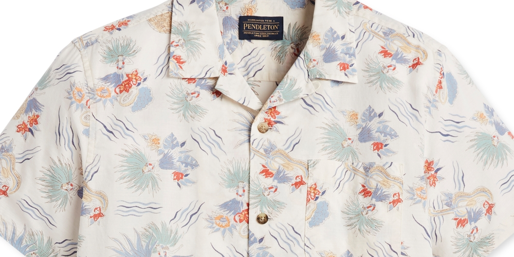 Camisa Aloha de manga curta masculina Pendleton, branca, tamanho P