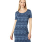 Vestido suéter de algodão de manga curta feminino Pendleton, azul, tamanho grande