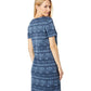 Vestido suéter de algodão de manga curta feminino Pendleton, azul, tamanho grande