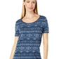 Vestido suéter de algodão de manga curta feminino Pendleton, azul, tamanho grande