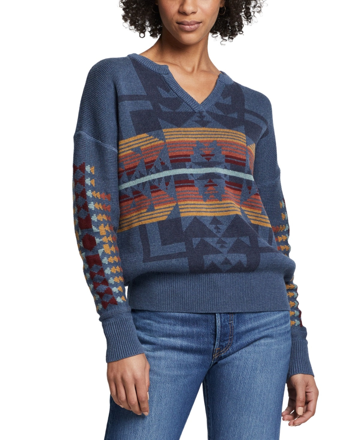 Pendleton Suéter Feminino CottON Graphic Azul Tamanho Grande