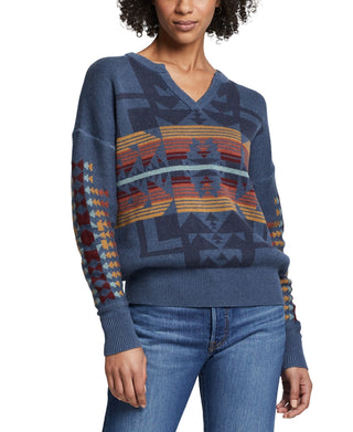 Pendleton Suéter Feminino CottON Graphic Azul Tamanho Grande