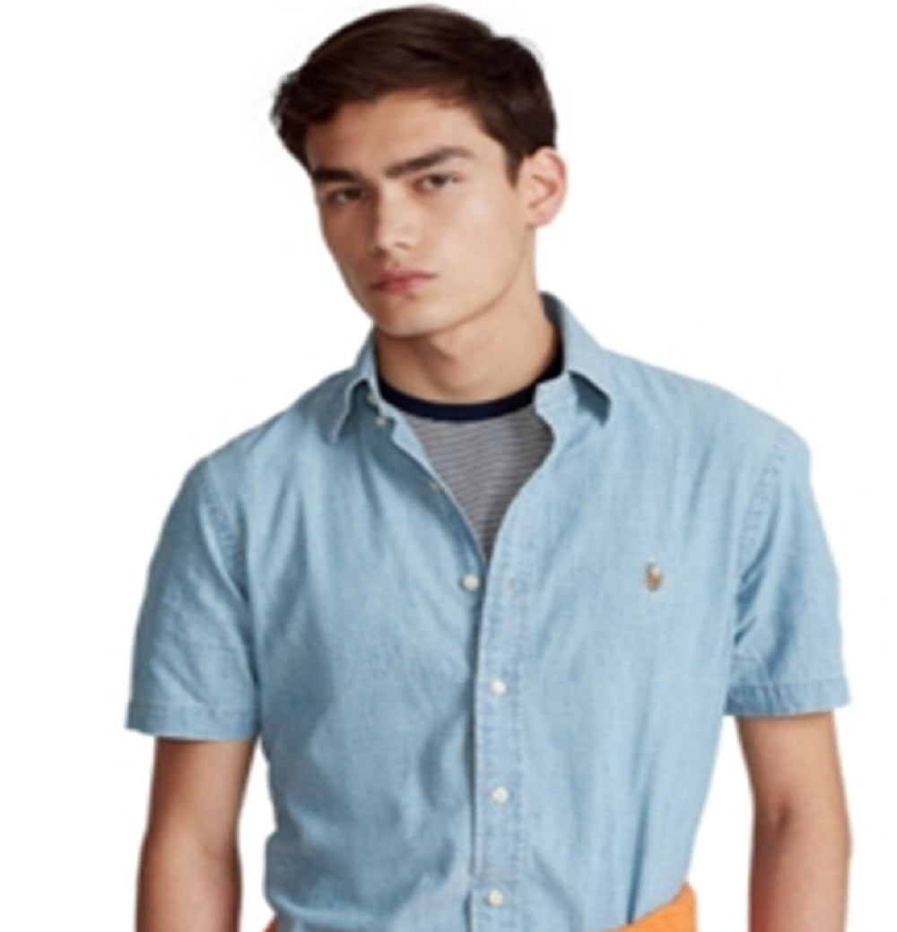 Camisa Polo Ralph Lauren Masculina Classic Fit Manga Curta Azul Tamanho P