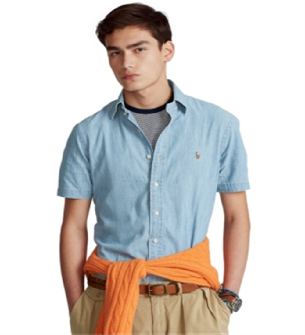 Camisa Polo Ralph Lauren Masculina Classic Fit Manga Curta Azul Tamanho P