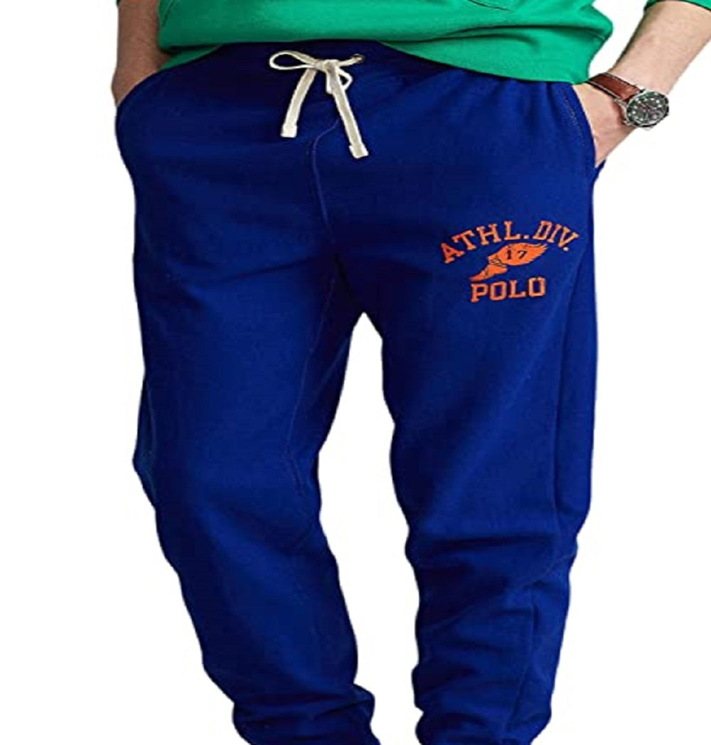 Calça jogger masculina Polo Ralph Lauren com estampa de lã azul, tamanho pequeno