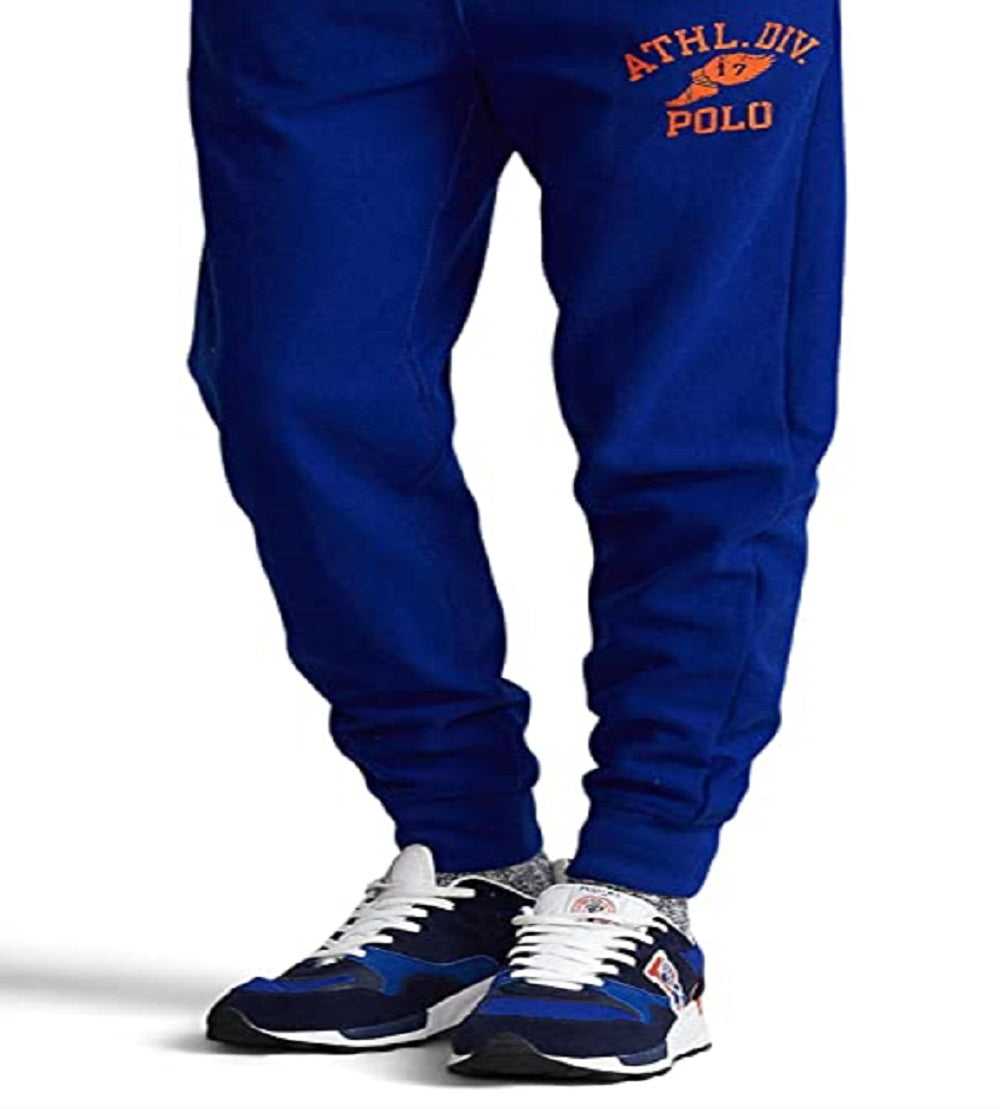 Calça jogger masculina Polo Ralph Lauren com estampa de lã azul, tamanho pequeno