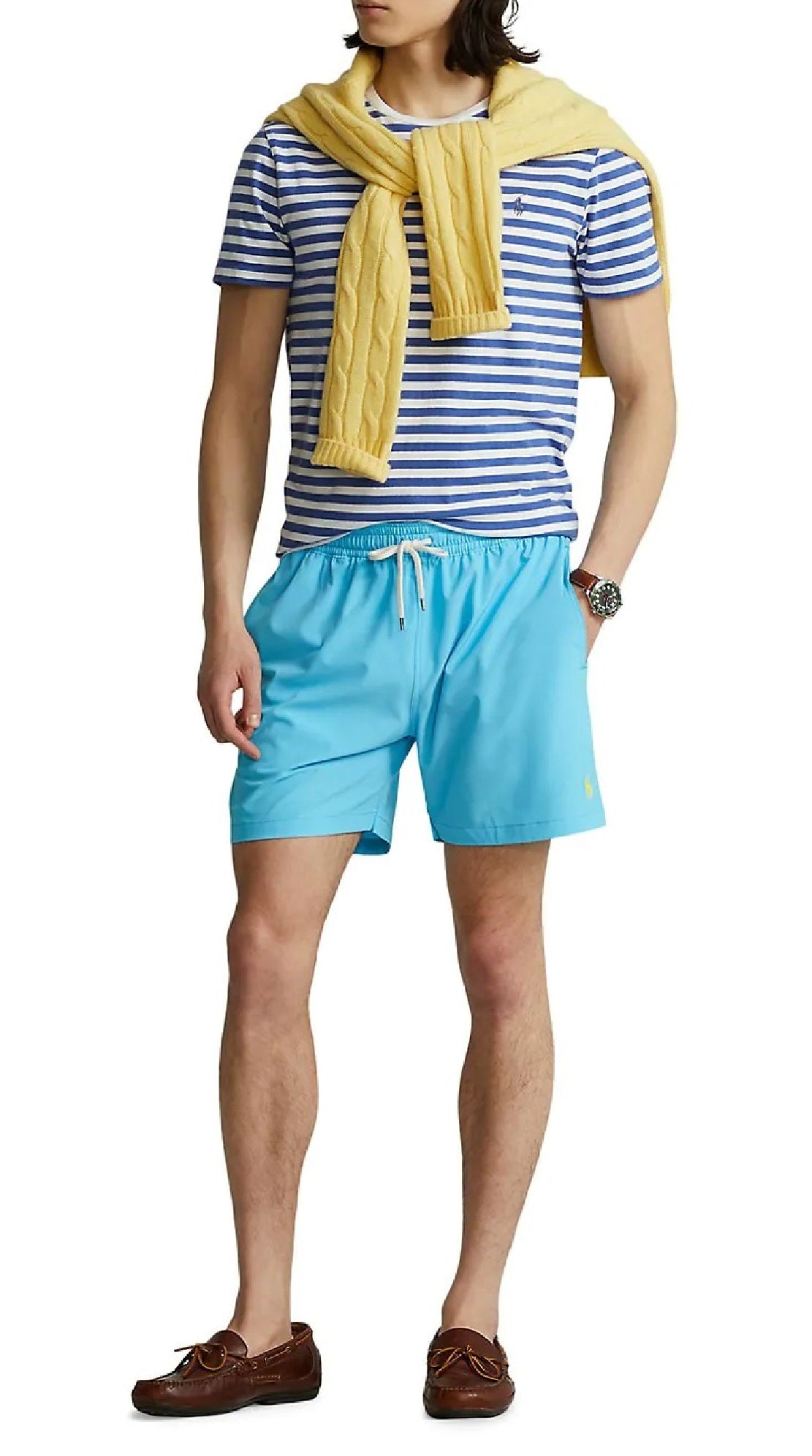 Calção de banho Polo Ralph Lauren Traveler Classic masculino, azul, tamanho grande