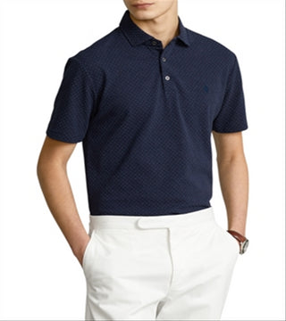 Camisa polo Ralph Lauren masculina de algodão jacquard personalizada slim fit, azul, tamanho GG