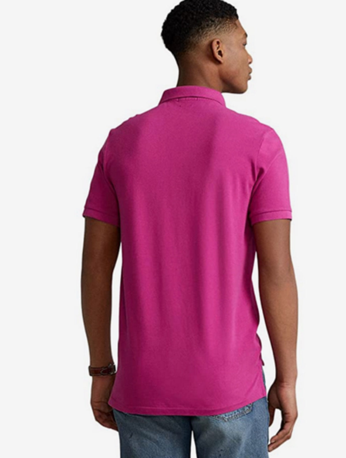 Camisa polo masculina Polo Ralph Lauren Classic Fit Mesh, rosa, tamanho grande