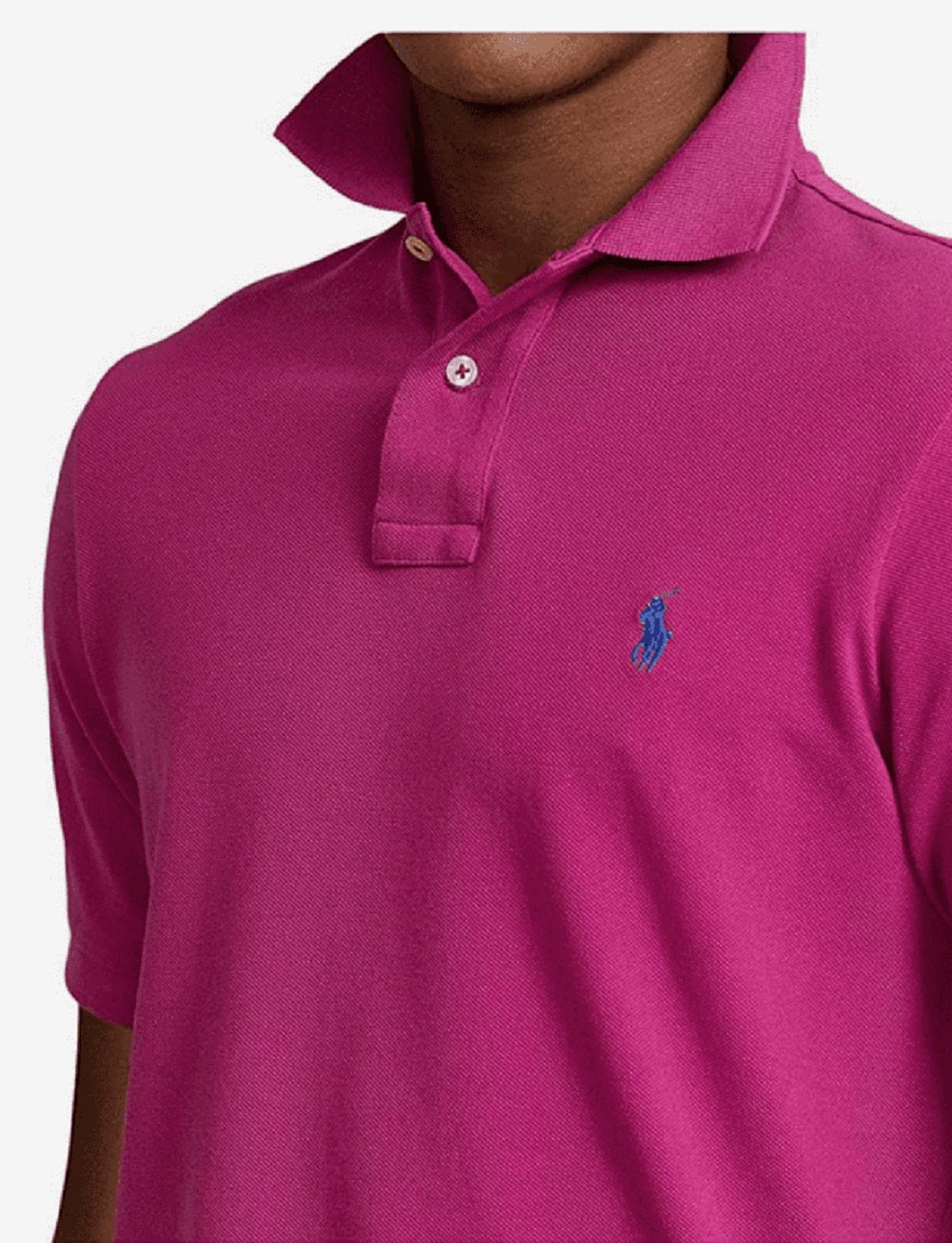 Camisa polo masculina Polo Ralph Lauren Classic Fit Mesh, rosa, tamanho grande