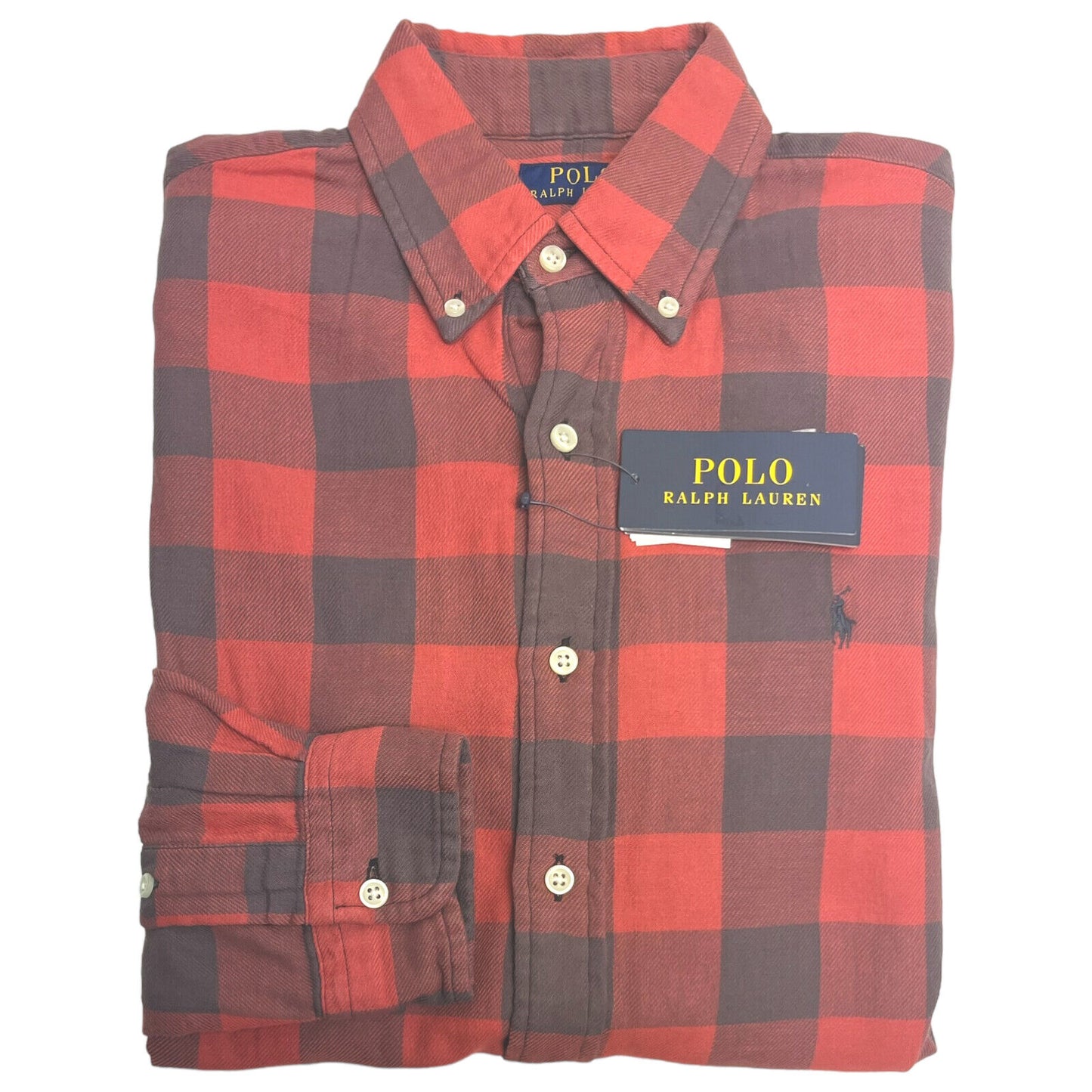 Camisa Ralph Lauren Masculina Classic Fit Xadrez Dupla Face Vermelha Tamanho P