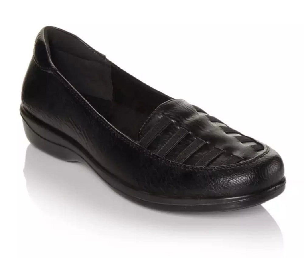 Sapatos mocassins femininos Easy Street Genesis pretos tamanho 9 W