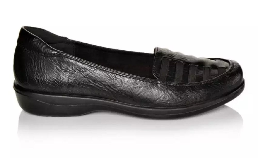 Sapatos mocassins femininos Easy Street Genesis pretos tamanho 9 W