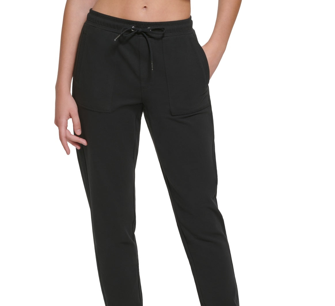 Calça jogger Calvin Klein feminina com tingimento de roupas e cintura franzida, preta, tamanho pequeno