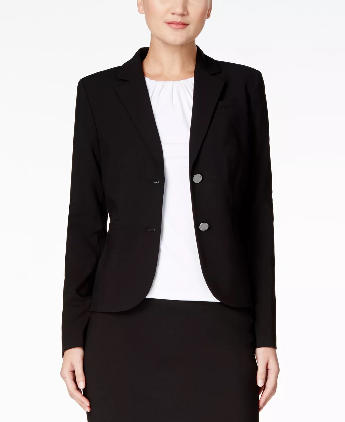 Calvin Klein Blazer Feminino de Dois Botões Preto Tamanho 6