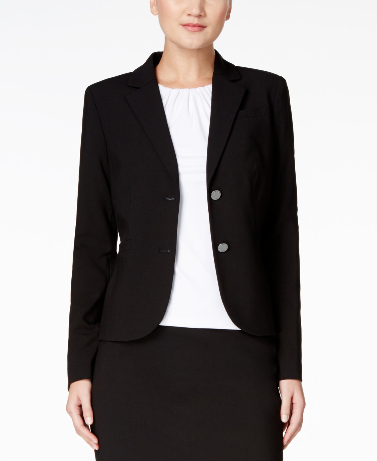 Calvin Klein Blazer Feminino de Dois Botões Preto Tamanho 2