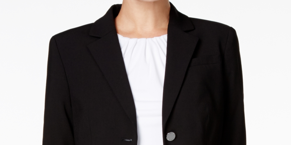 Calvin Klein Blazer Feminino de Dois Botões Preto Tamanho 2