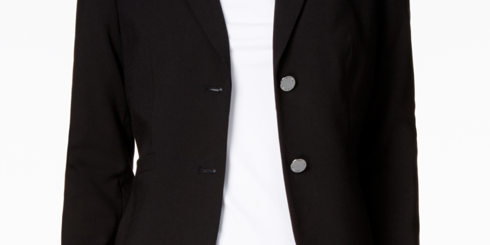Calvin Klein Blazer Feminino de Dois Botões Preto Tamanho 2