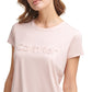 Camiseta Calvin Klein Feminina Manga Curta com Logo Rosa Tamanho Grande