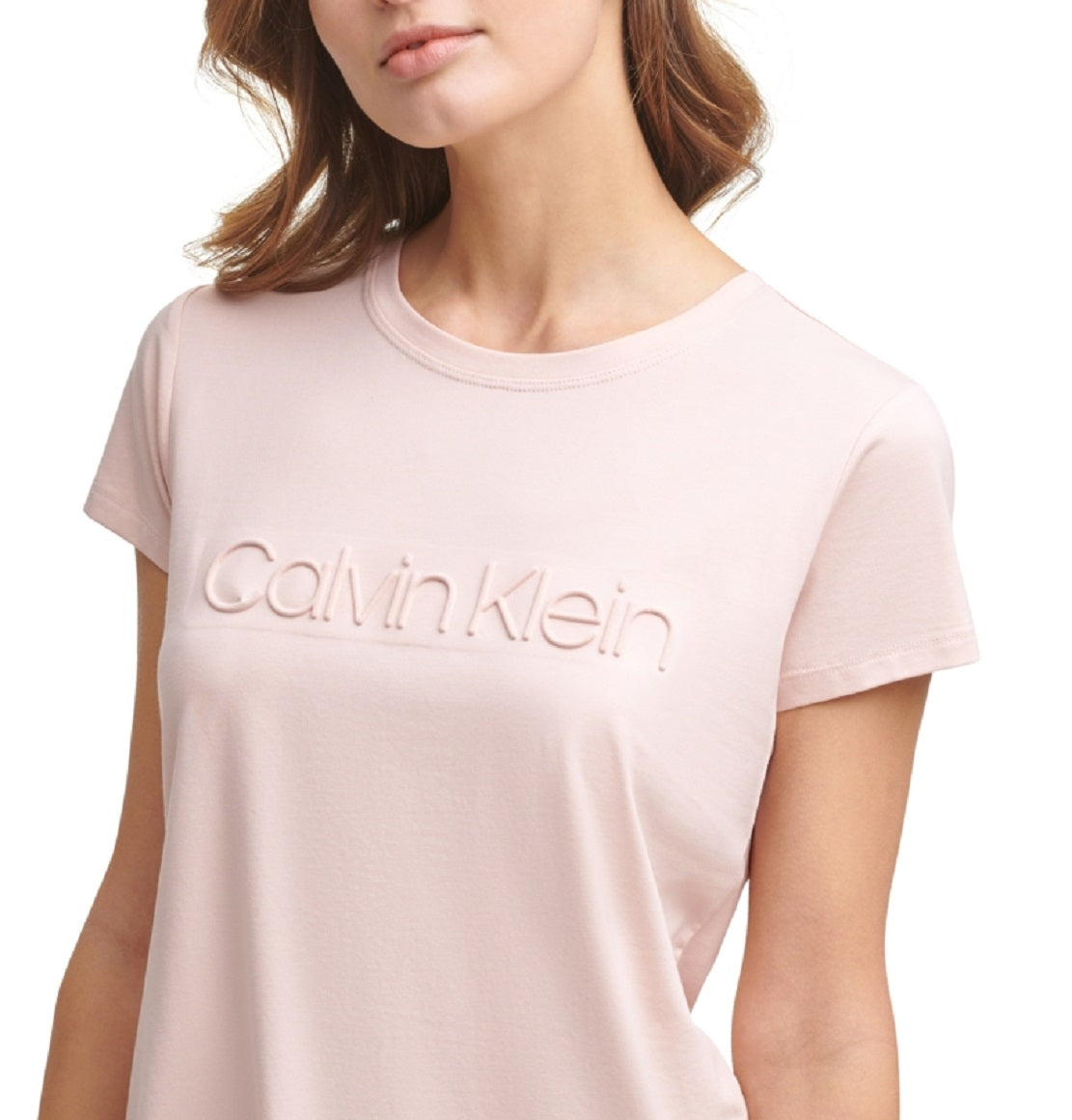 Camiseta Calvin Klein Feminina Manga Curta com Logo Rosa Tamanho Grande