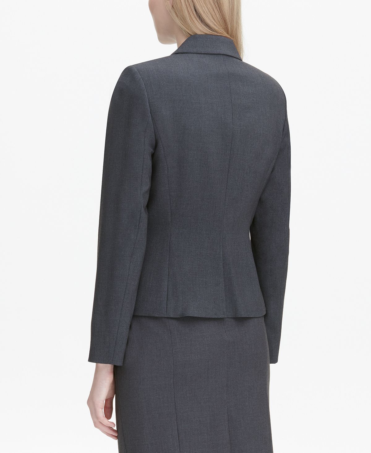 Calvin Klein Women's Wear To Work Blazer Jaqueta Cinza Tamanho 8 Petite