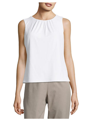 Blusa plissada sem mangas Calvin Klein feminina, branca, tamanho 6, pettite