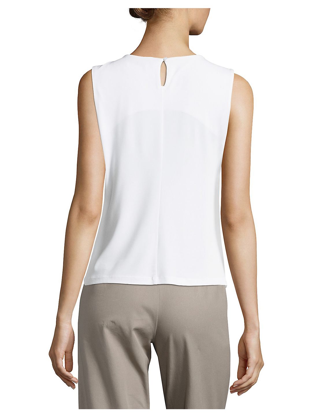 Blusa plissada sem mangas Calvin Klein feminina, branca, tamanho 6, pettite