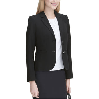 Calvin Klein Blazer Feminino Sólido com Dois Botões Preto Tamanho 12P