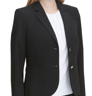 Calvin Klein Blazer Feminino Sólido com Dois Botões Preto Tamanho 12P
