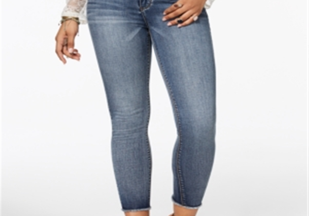 Calça jeans skinny American Rag Junior's Cropped High Rise Azul Tamanho 0