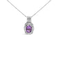 .925 Sterling Silver 9x7mm Oval Purple Amethyst and Round Diamond Accent Fashion Drop Pendant 18 Inch Necklace (I-J Color, I1-I2 Clarity)