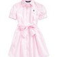 Vestido camisa de popeline listrado Carmel Bengal da Polo Ralph Lauren para meninas, rosa, tamanho 14