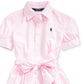 Vestido camisa de popeline listrado Carmel Bengal da Polo Ralph Lauren para meninas, rosa, tamanho 14