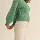 &Merci - CABLE KNIT PUFF SLEEVE SWEATER CARDIGAN