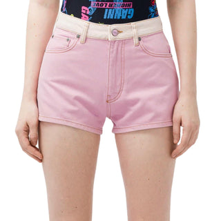 Ganni - Shorts de cintura alta com corte tingido