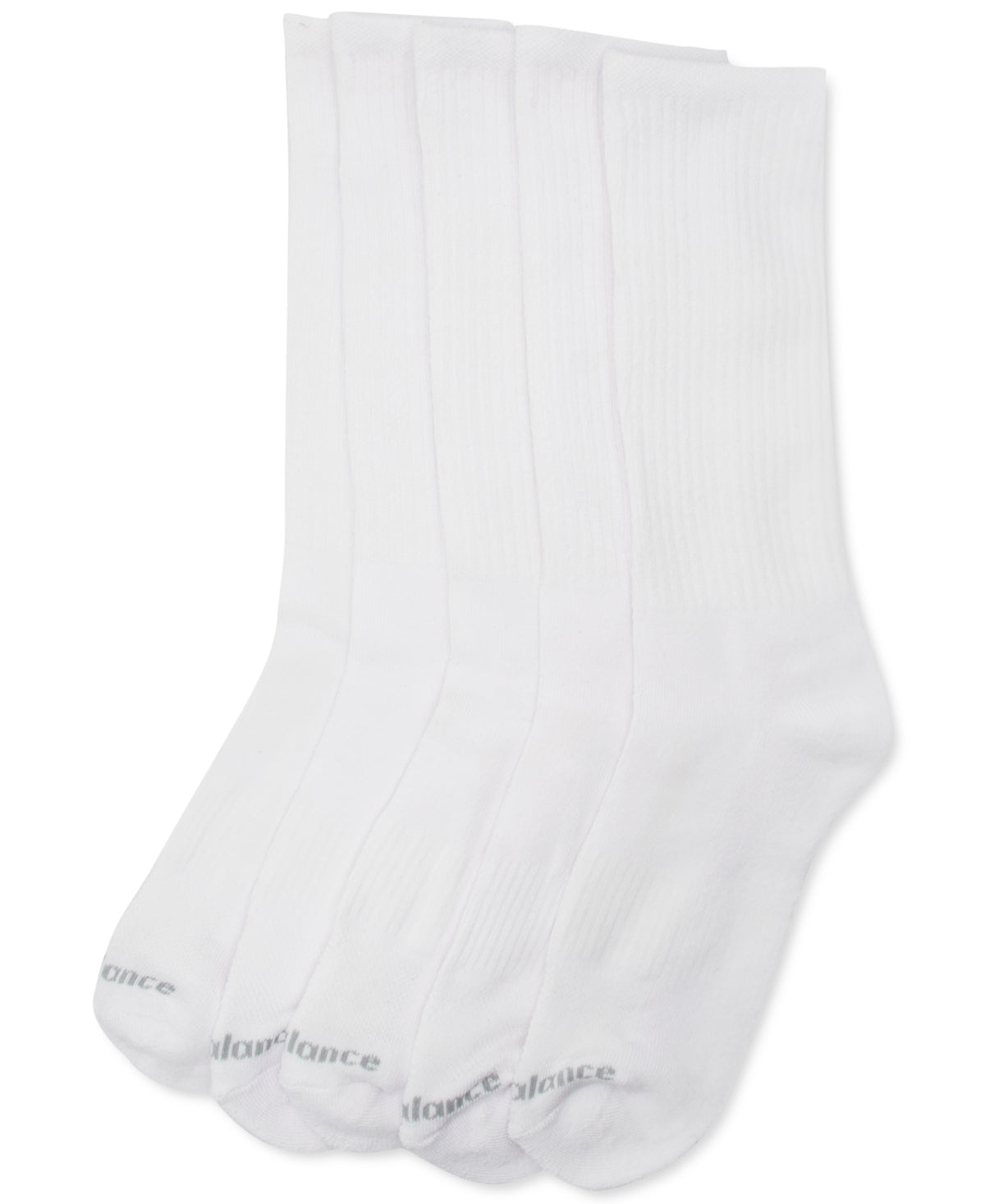 Meias esportivas masculinas New Balance, pacote com 5, brancas, tamanho regular
