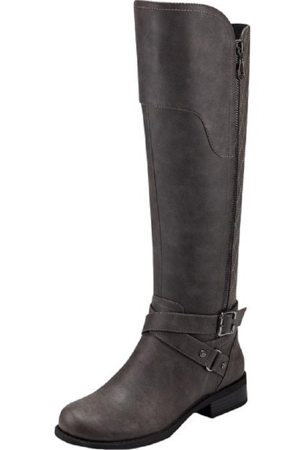 Botas de montaria femininas GUESS Haydin de couro sintético, cano largo, cinza, tamanho 6 MW
