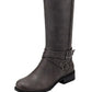 Botas de montaria femininas GUESS Haydin de couro sintético, cano largo, cinza, tamanho 6 MW