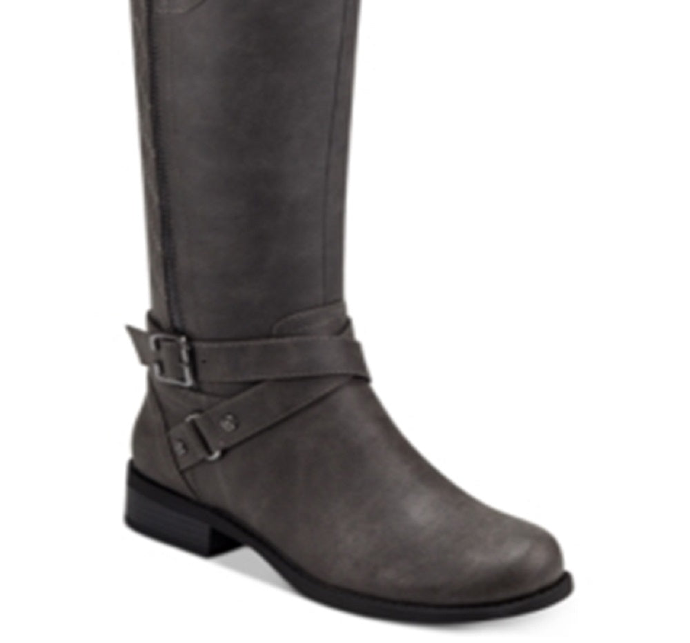 Botas de montaria femininas GUESS Haydin de couro sintético, cinza, tamanho 6,5 MW