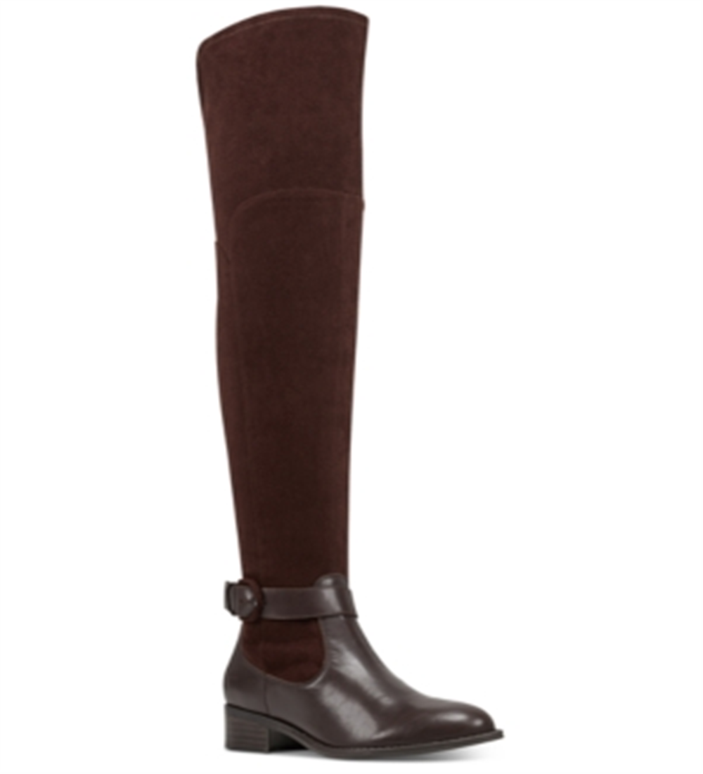Botas de montaria femininas Nine West Nacoby acima do joelho, tamanho 10, marrom