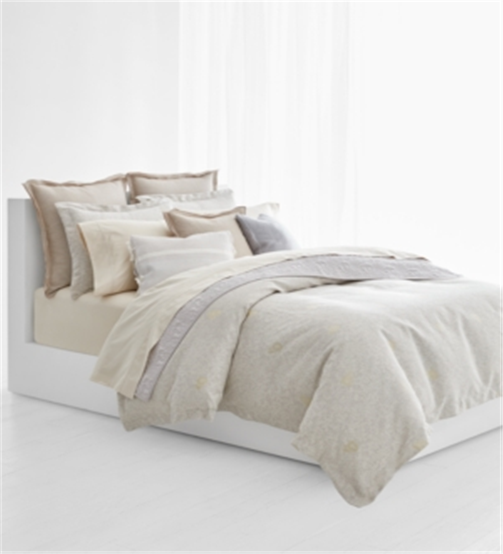 Conjunto de capa de edredom reversível Lauren Ralph Lauren Alene Cotton Percale 200 fios, jacquard metálico, 3 peças, tamanho king