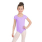 Top de malha de manga curta Capezio para meninas, roxo, tamanho grande