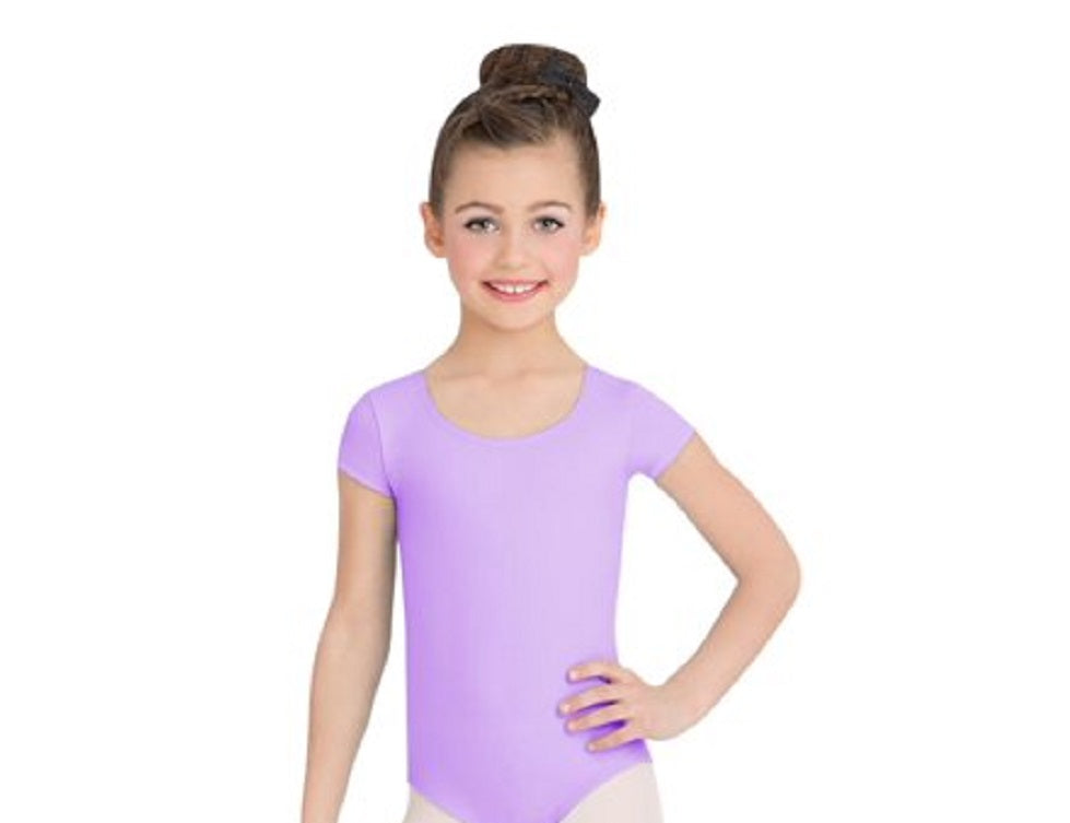 Top de malha de manga curta Capezio para meninas, roxo, tamanho grande