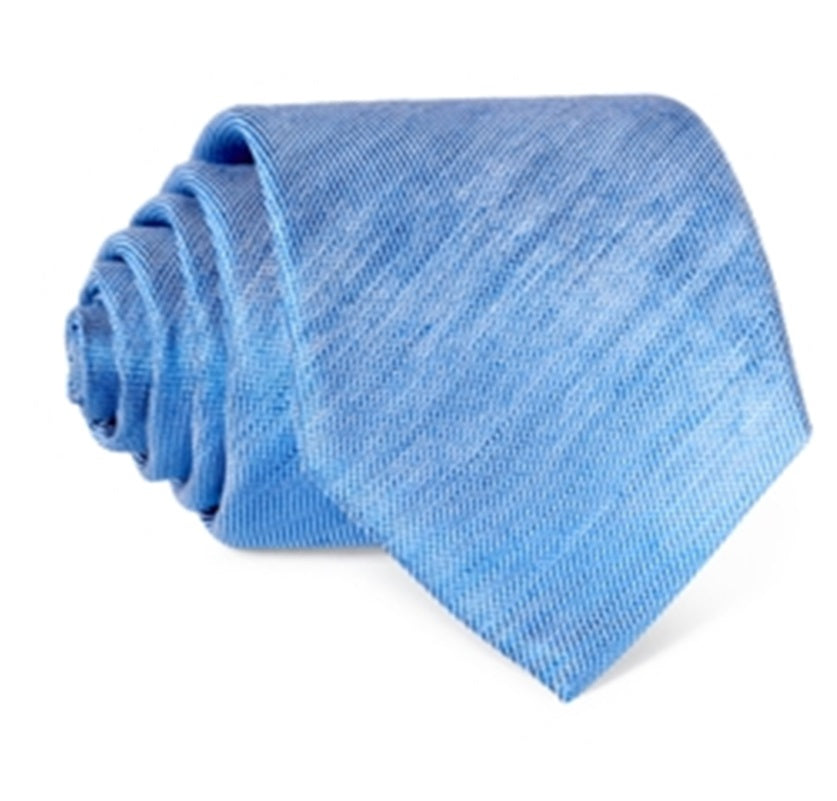 Gravata clássica masculina Bloomingdale's em seda mesclada e linho, azul, tamanho 6